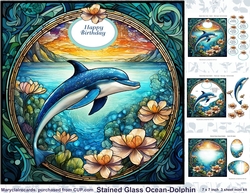 Stained Glass Ocean-Dolphin