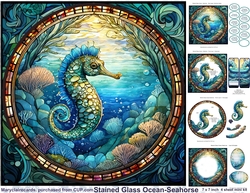 Stained Glass Ocean-Seahorse