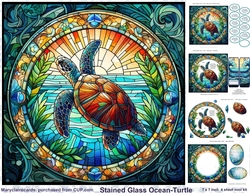 Stained Glass Ocean-Turtle