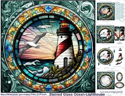 Stained Glass Ocean-Lighthouse