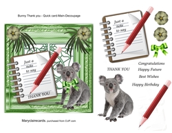 Koala Thank You quick card