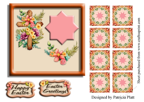 Easter Wooden Cross Teabag topper Tile #1