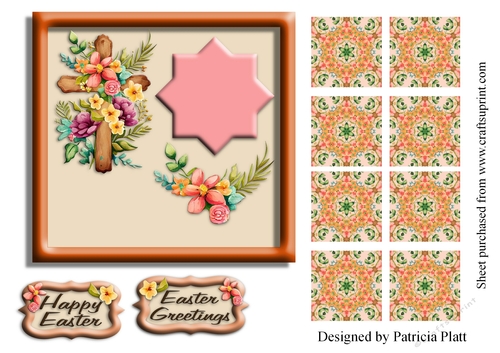 Easter Wooden Cross Teabag topper Tile #3