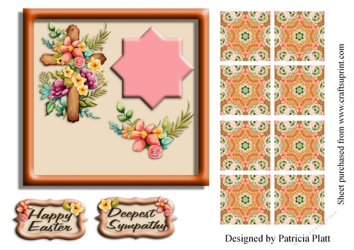Easter Wooden Cross Teabag topper Tile #6