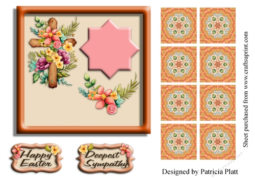 Easter Wooden Cross Teabag topper Tile #7