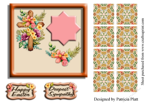 Easter Wooden Cross Teabag topper Tile #8