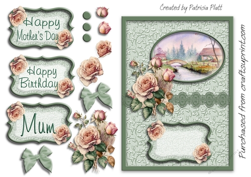 Dream Rose 5x7 Mothers Day or Birthday Card Topper