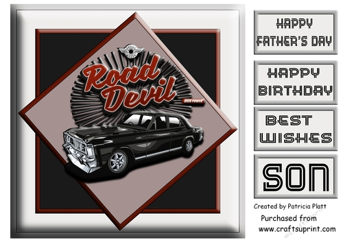 Classic Car #3 8x8 Fathers day or Birthday Card Topper