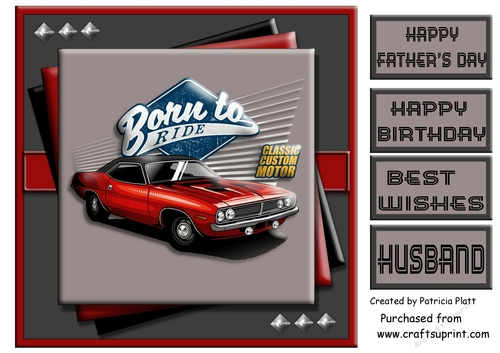 #4 Classic Car 8x8 Fathers day or Birthday Card