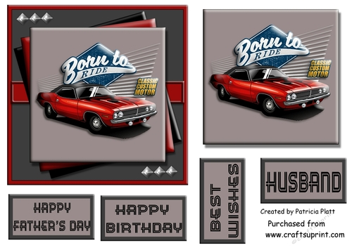 #4 Classic Car 6x6 Fathers day or Birthday Card