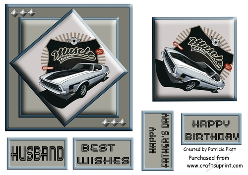 #5 Classic Car 6x6 Fathers day or Birthday Card