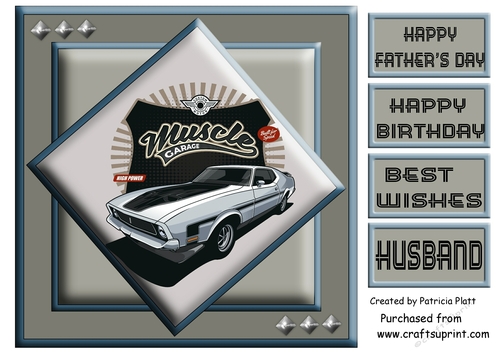 #5 Classic Car 8x8 Fathers day or Birthday Card