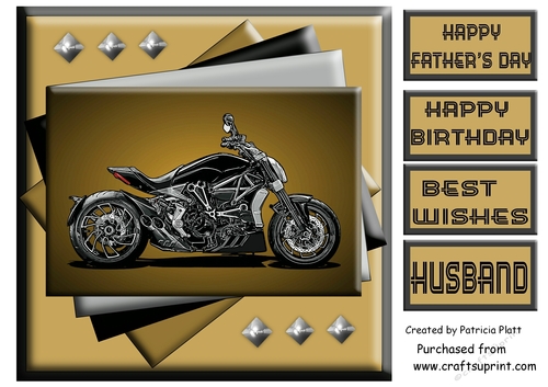 Motorcycle #1 8x8 quick topper for Fathers day or Birthday