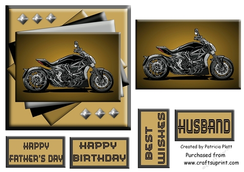 Motorcycle #1 6x6 quick topper for Fathers day or Birthday