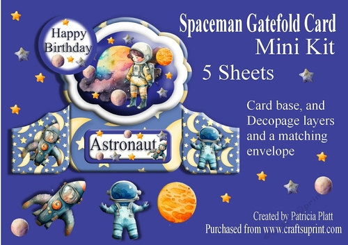 Spaceman Astronaut  Birthday Gatefold Mini Kit