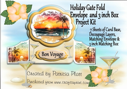 Bon Voyage Holiday Gatefold Card, Envelope & 3 Inch Box Project Kit