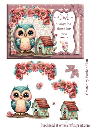 Owl Always Be There For You #2 Decoupage Card Topper 5x7