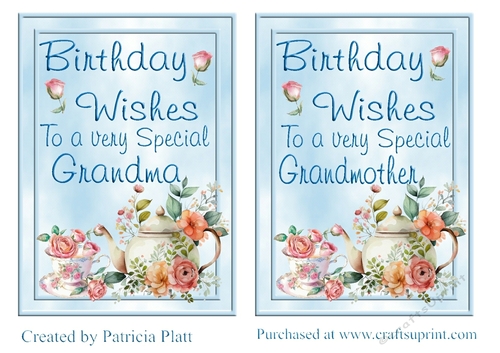Birthday Wishes To a Very Special Grandmother/Grandma Topper