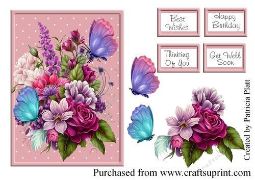 Butterfly and Flowers Topper