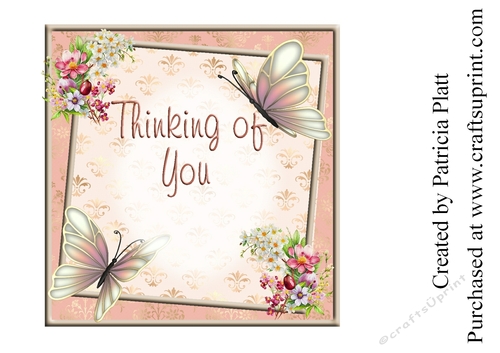 Butterfly Window Floral Thinking of You 7x7 Insert