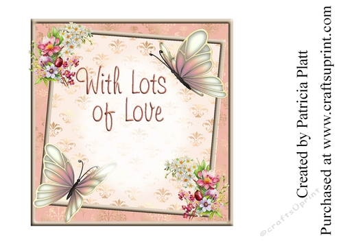 Butterfly Window Floral With Lots Of Love 7x7 Insert