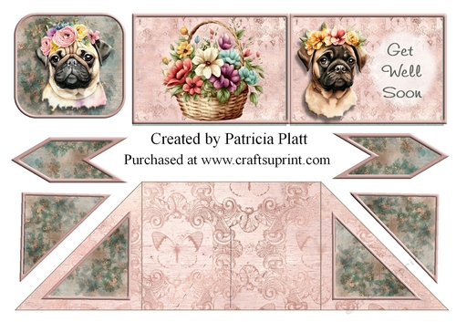 Get Well Soon Pug Criss Cross Card