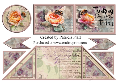 Thinking of You Bees and Roses Criss Cross Card