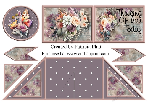 Thinking of You Flowers and Butterfly Criss Cross Card