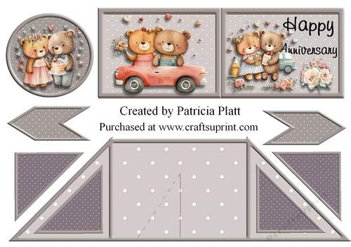 Happy Anniversary Bear Couples Criss Cross Card