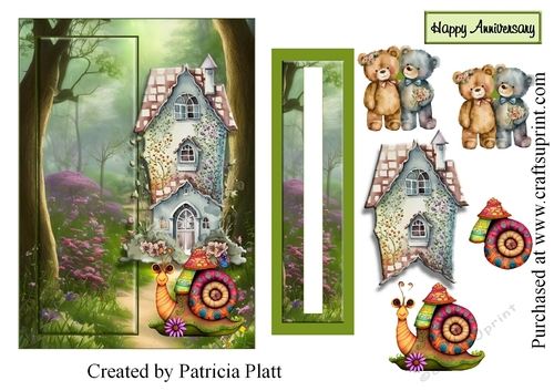 Anniversary Bears Cottage Slider Card Topper