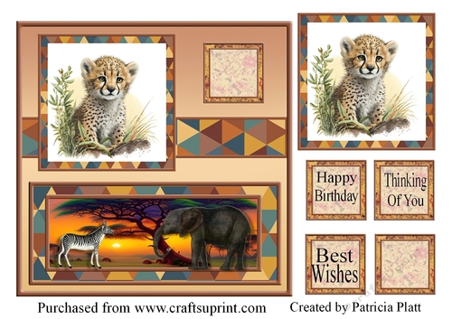 African Baby Cheetah 7x7 Square Topper