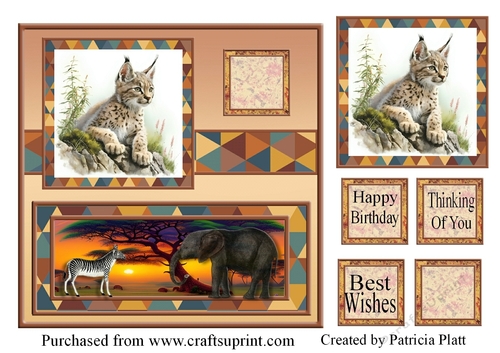 African Baby Wild Cat 2 7x7 Square Topper