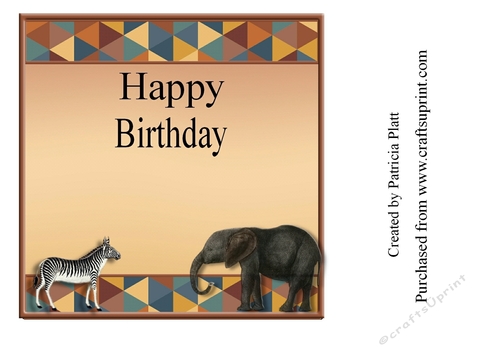 African Baby Wildcats 7x7 Square Happy Birthday Insert