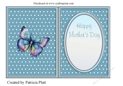Blue Butterflies Insert#3 Happy Mothers Day Blue background