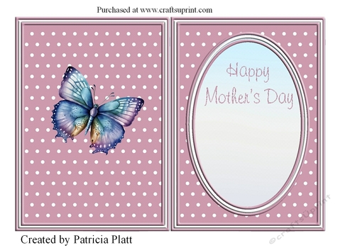 Blue Butterflies Insert#7 Happy Mothers Day Pink/lavendar background