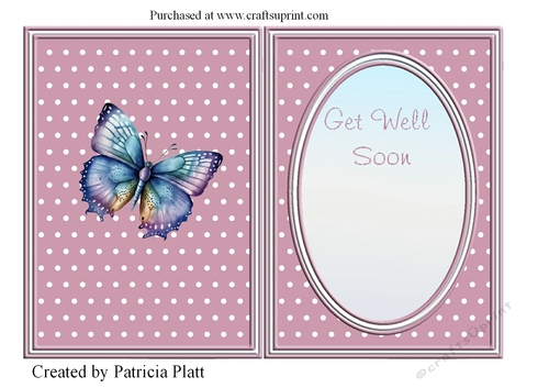 Blue Butterflies Insert#8 Get Well Soon Pink/lavendar background