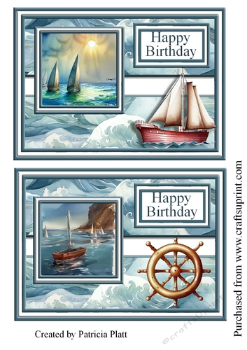 5x7 Happy Birthday Sailing Toppers