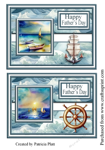 5x7 Happy Fathers day Sailing Toppers