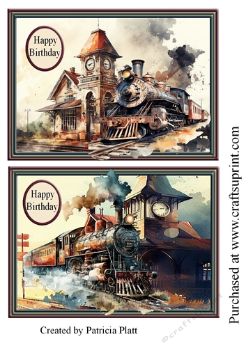Steam Trains 5x7 Quick Toppers #3