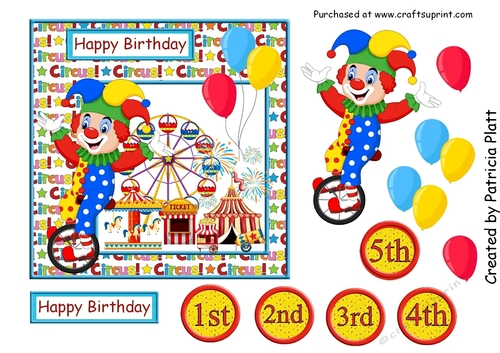 Circus Birthday Topper 6x6
