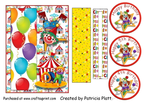 Circus Clowns Slider Birthday topper