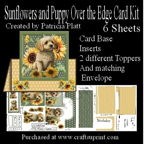 Sunflower And Puppies #1 Over the Edge Card Kit