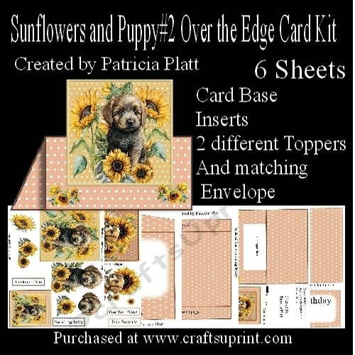 Sunflowers and Puppies #2 Over The Edge Card Kit