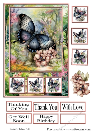 A5 Black Butterfly Floral Path