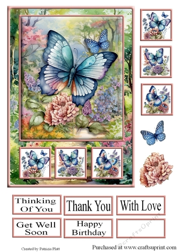 A5 Blue Butterfly Floral Path