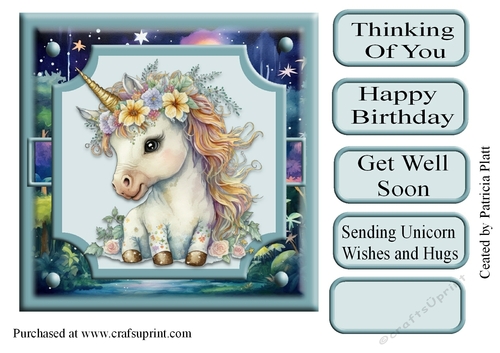 7x7 Cute Baby Unicorn #1 Toppper