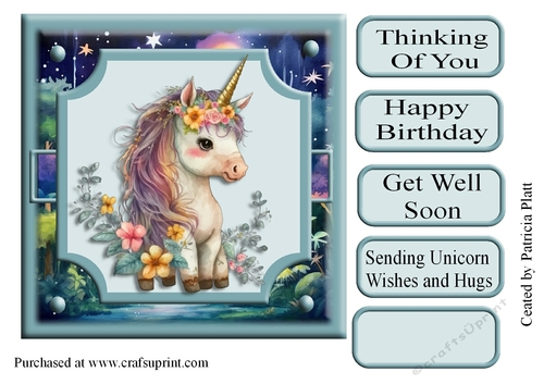 7x7 Cute Baby Unicorn #2 Toppper