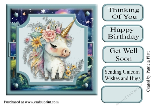 7x7 Cute Baby Unicorn #4 Toppper