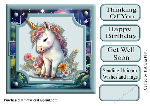 7x7 Cute Baby Unicorn #5 Toppper