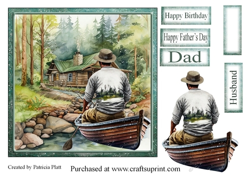 7x7 Fishermans Cabin Topper Fathers day or Birthday